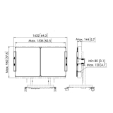 RISE A226 Whiteboard-Set 65 Zoll für RISE motorisierten Display-Liftwagen oder Bodenständer schwarz
