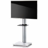 VCM Onu TV Standfuß für Monitore von 32 - 70 Zoll Weißlack / mit Glaszwischenboden