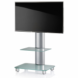 VCM Bilano TV Standfuß für 22-37 Zoll Monitore mit Glaszwischenboden/Silber/Mattglas