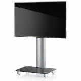VCM Tosal TV Standfuß für Monitore von 32 - 70 Zoll ohne Glaszwischenboden / Silber/Schwarzglas