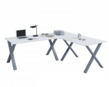 VCM Eck-Schreibtisch Lona 160x130x50 U-Füße Weiß
