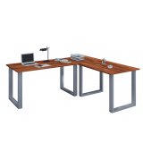 VCM Eck-Schreibtisch Lona 160x130x50 U-Füße Kern-Nußbaum