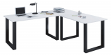 VCM Eck-Schreibtisch Lona 160x130x50 U-Füße Weiß