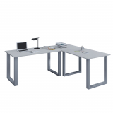 VCM Eck-Schreibtisch Lona 160x130x50 U-Füße Grau