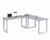 VCM Eck-Schreibtisch Lona 220x160x80 U-Füße Grau