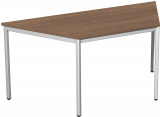 Schreibtisch Trapezform feste Höhe, 800-1600x693x720, Nussbaum/Lichtgrau