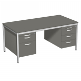 Schreibtisch feste Höhe, mit 2 Hängecontainern mit 1. 3 Metall-Schubfächern und Utensilienschubfach, 2. mit je 1 Metall-Schubfach, 1 Hängeregistratur und Utensilienschubfach, 1600x800x720, Onyx/Lichtgrau