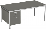 Hängecontainer mit Hängeregistratur und 1 Metall-Schubfach, mit Utensilienschubfach, Metall-Rollschubführung, Zentralverriegelung, links oder rechts einhängbar am 4 Fuß Eco Gestell,abschließbar 430x800x522, Onyx/Onyx