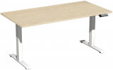 Elektro-Hubtisch höhenverstellbar, 1600x800x730-1230, Ahorn/Weiß