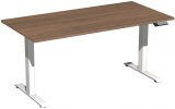 Elektro-Hubtisch höhenverstellbar, 1600x800x730-1230, Nussbaum/Weiß