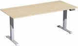 Elektro-Hubtisch höhenverstellbar, 1800x800x730-1230, Ahorn/Silber