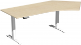 Elektro-Hubtisch 135Grd rechts höhenverstellbar, 2166x1130x730-1230, Ahorn/Weiß
