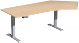 Elektro-Hubtisch 135Grd rechts höhenverstellbar, 2166x1130x730-1230, Buche/Silber
