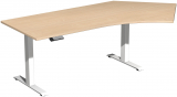 Elektro-Hubtisch 135Grd rechts höhenverstellbar, 2166x1130x730-1230, Buche/Weiß