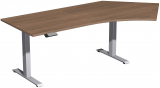 Elektro-Hubtisch 135Grd rechts höhenverstellbar, 2166x1130x730-1230, Nussbaum/Silber