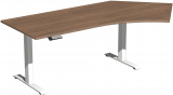 Elektro-Hubtisch 135Grd rechts höhenverstellbar, 2166x1130x730-1230, Nussbaum/Weiß