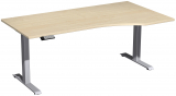 Elektro-Hubtisch rechts höhenverstellbar, 1800x1000x730-1230, Ahorn/Silber