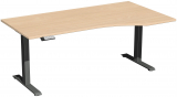 Elektro-Hubtisch rechts höhenverstellbar, 1800x1000x730-1230, Buche/Anthrazit