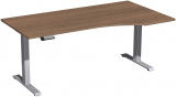 Elektro-Hubtisch rechts höhenverstellbar, 1800x1000x730-1230, Nussbaum/Silber