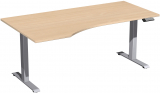 Elektro-Hubtisch links höhenverstellbar, 1800x1000x730-1230, Buche/Silber