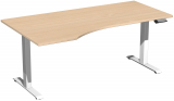 Elektro-Hubtisch links höhenverstellbar, 1800x1000x730-1230, Buche/Weiß