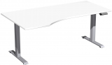 Elektro-Hubtisch links höhenverstellbar, 1800x1000x730-1230, Weiß/Silber