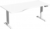 Elektro-Hubtisch links höhenverstellbar, 1800x1000x730-1230, Weiß/Weiß