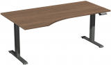 Elektro-Hubtisch links höhenverstellbar, 1800x1000x730-1230, Nussbaum/Anthrazit