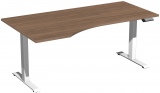 Elektro-Hubtisch links höhenverstellbar, 1800x1000x730-1230, Nussbaum/Weiß