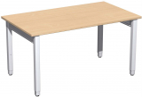 Schreibtisch höhenverstellbar, 1400x800x680-860, Buche/Silber