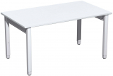 Schreibtisch höhenverstellbar, 1400x800x680-860, Weiß/Silber