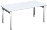Schreibtisch höhenverstellbar, 1600x800x680-860, Weiß/Silber