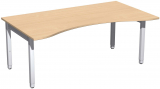 Schreibtisch Ergonomieform höhenverstellbar, 1800x1000x680-860, Buche/Silber
