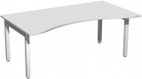Schreibtisch Ergonomieform höhenverstellbar, 1800x1000x680-860, Lichtgrau/Silber