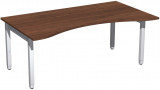 Schreibtisch Ergonomieform höhenverstellbar, 1800x1000x680-860, Nussbaum/Silber
