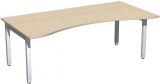 Schreibtisch Ergonomieform höhenverstellbar, 2000x1000x680-860, Ahorn/Silber