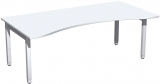 Schreibtisch Ergonomieform höhenverstellbar, 2000x1000x680-860, Onyx/Silber