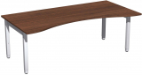 Schreibtisch Ergonomieform höhenverstellbar, 2000x1000x680-860, Nussbaum/Silber