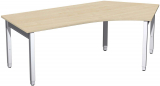 Schreibtisch 135Grd rechts höhenverstellbar, 2166x1130x680-860, Ahorn/Silber