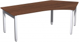 Schreibtisch 135Grd rechts höhenverstellbar, 2166x1130x680-860, Nussbaum/Silber