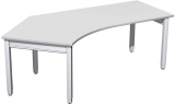 Schreibtisch 135Grd links höhenverstellbar, 2166x1130x680-860, Weiß/Silber