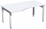 PC-Schreibtisch links höhenverstellbar, 1600x1000x680-860, Onyx/Silber
