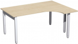 PC-Schreibtisch rechts höhenverstellbar, 1600x1200x680-860, Ahorn/Silber