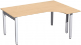 PC-Schreibtisch rechts höhenverstellbar, 1600x1200x680-860, Buche/Silber