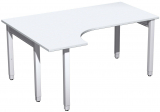 PC-Schreibtisch links höhenverstellbar, 1600x1200x680-860, Weiß/Silber
