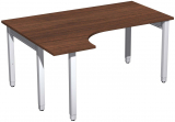 PC-Schreibtisch links höhenverstellbar, 1600x1200x680-860, Nussbaum/Silber