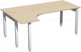 PC-Schreibtisch links höhenverstellbar, 1800x1200x680-860, Ahorn/Silber