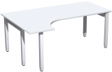 PC-Schreibtisch links höhenverstellbar, 1800x1200x680-860, Weiß/Silber