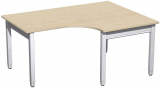 PC-Schreibtisch rechts höhenverstellbar, 1600x1200x680-860, Ahorn/Silber