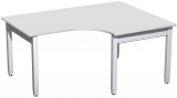 PC-Schreibtisch rechts höhenverstellbar, 1600x1200x680-860, Lichtgrau/Silber